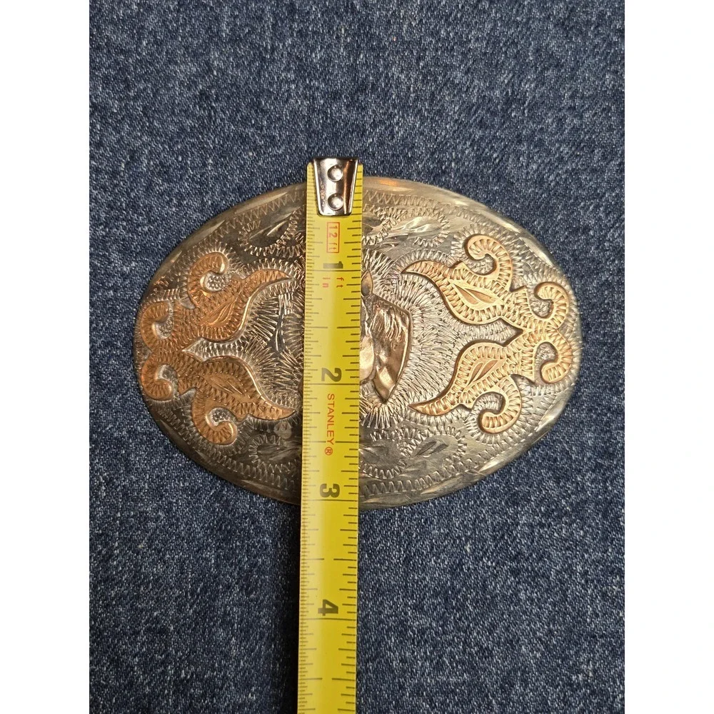 Vintage Nickel Silver Stallion Belt Buckle by Western Flair Co.